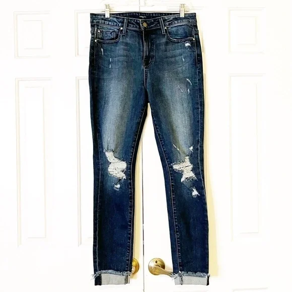Fidelity denim Gwen high rise skinny Abbot vintage w holes distressed jeans. 29 - Picture 1 of 15
